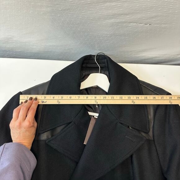 Michael Kors Men' Black Wool Double Breasted Trench Coat Size XL Classic $898 - Picture 10 of 12